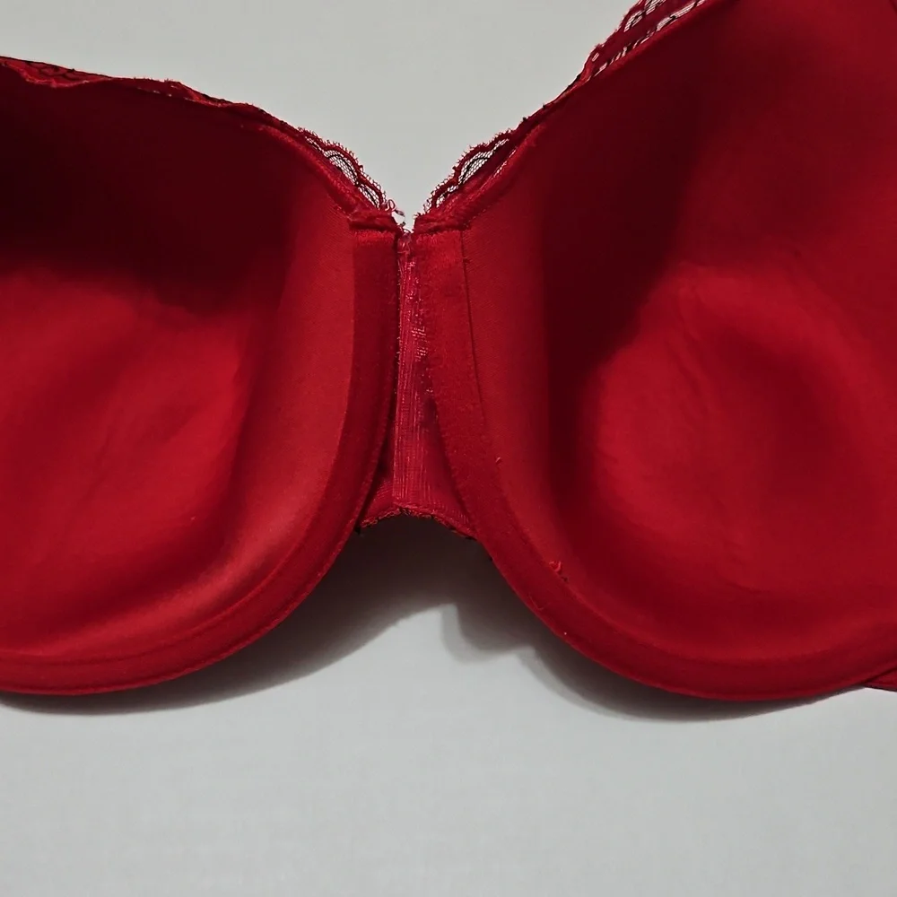 Playtex Red Lace Underwire Full Coverage Padded Bra Size 38DD - Picture 8 of 12
